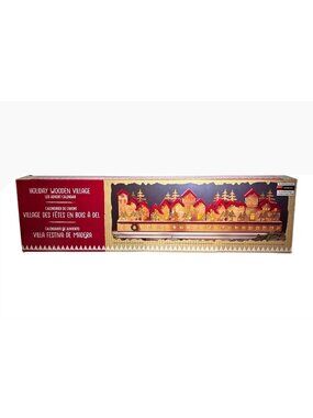 Holiday Wooden Village LED Advent Calendar Timer 30 L x 4 W x 8 H Costco New